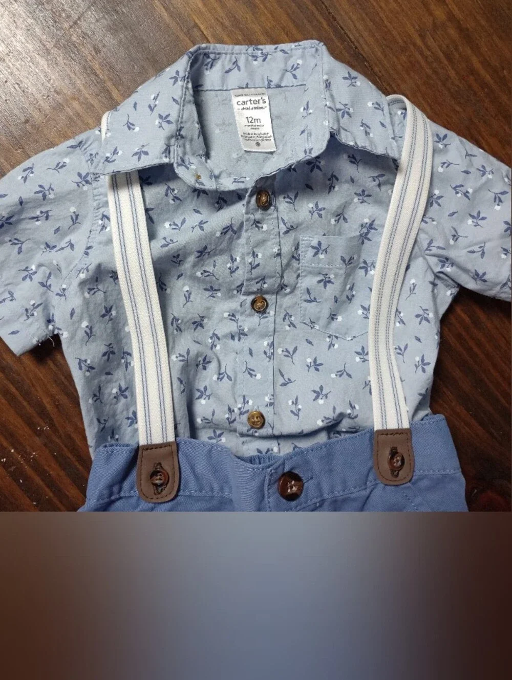 Carter's Boy Short Set With Suspenders Size 12 Months
